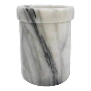 Vintage Italian Carrara Marble Vessel Utensil Holder For Sale