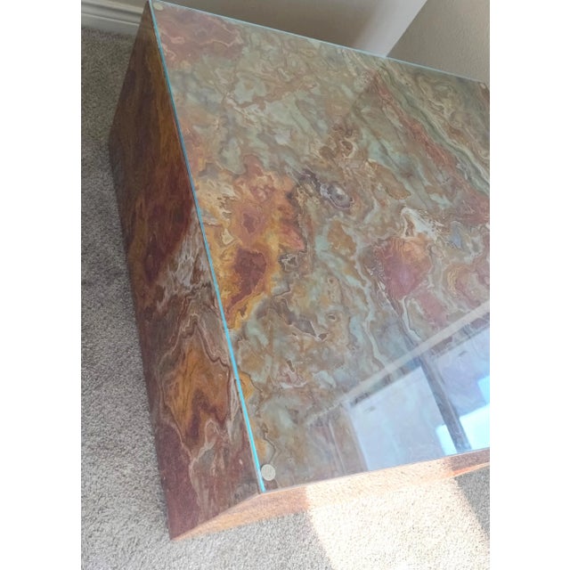 1970s Mid Century Postmodern Marble Square Coffee or Cocktail Table 36" For Sale In Austin - Image 6 of 14