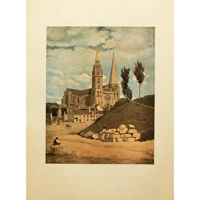 1940s After J.B.-Camille Corot "The Chartres Cathedral" First Edition Swiss Lithograph For Sale - Image 9 of 9