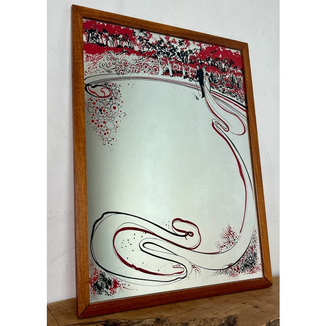 Mid-Century Modern Art Nouveau Mirror with Married Couple Under Tree Motif in the style of Aubrey Beardsley, 1960s For Sale - Image 3 of 14