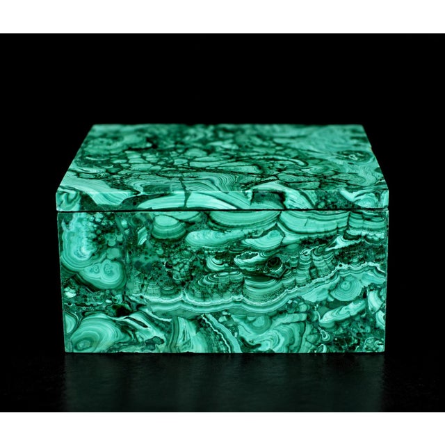 Green Malachite Box Thorns and Roses Italian Made Gemstone Box For Sale - Image 8 of 15