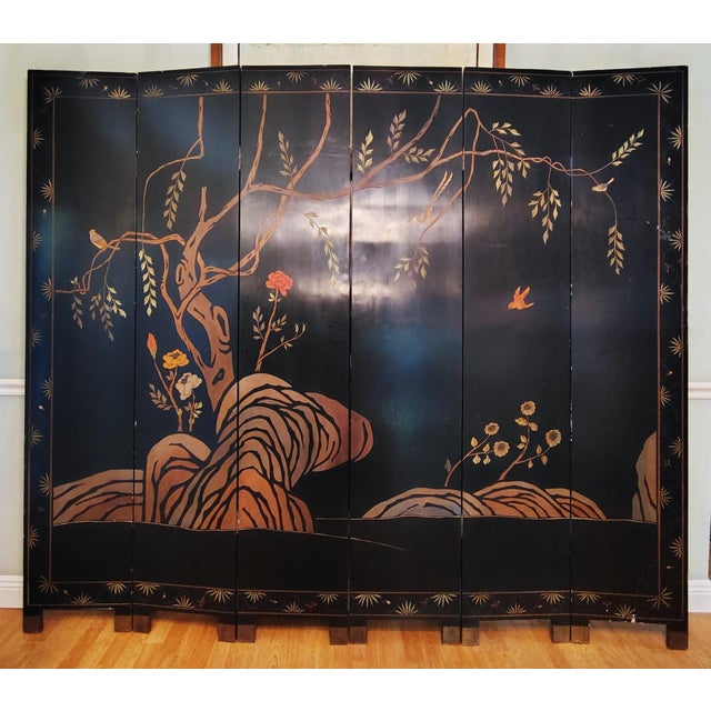 Mid 20th Century Six Large Panel Chinese Coromandel Export Screen For Sale - Image 11 of 12