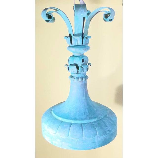 Exquisite 19th-Century Salvage Solid Copper Chandelier / Ceiling Light Fixture For Sale In Miami - Image 6 of 14