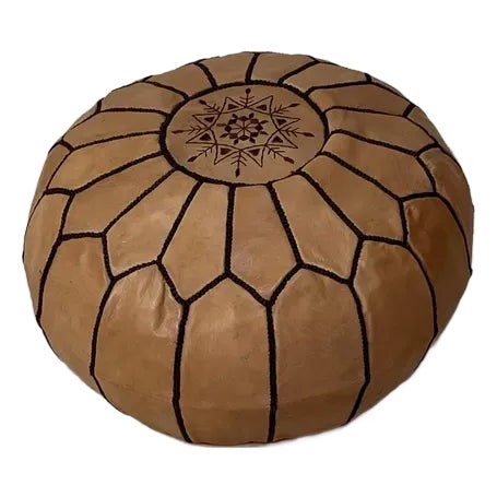 Contemporary Moroccan Leather Pouf Ottoman Cover For Sale