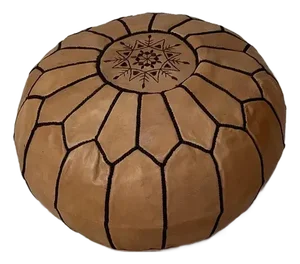 Contemporary Moroccan Leather Pouf Ottoman Cover