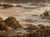 Grey Sea by Sparky LeBold | Oil Painting of a turbulent sea with rocky shorelines For Sale