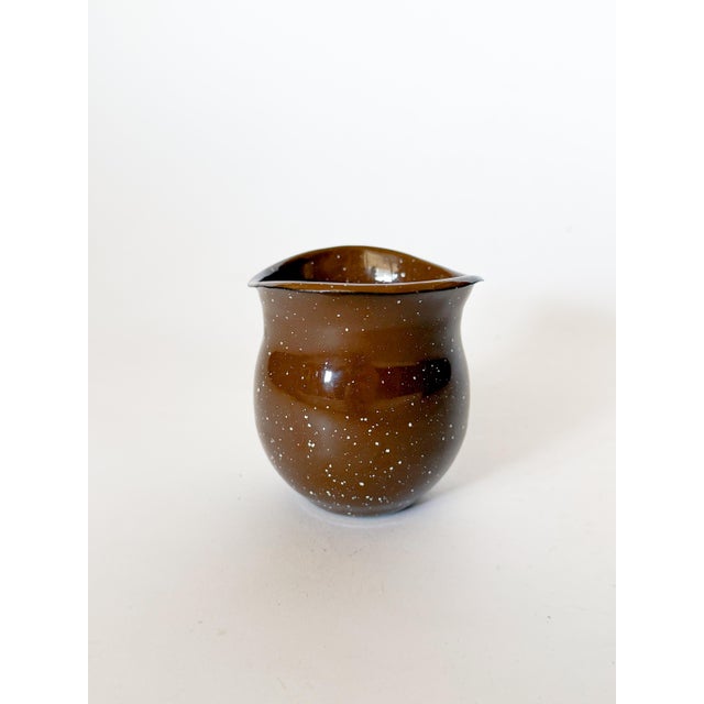 Vintage Brown Splatter Enamelware Creamer Pitcher For Sale - Image 4 of 6