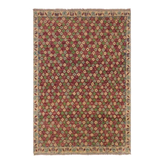 Shabby Chic Balochi Red/Beige Wool Rug - 4'0''x5'11'' For Sale