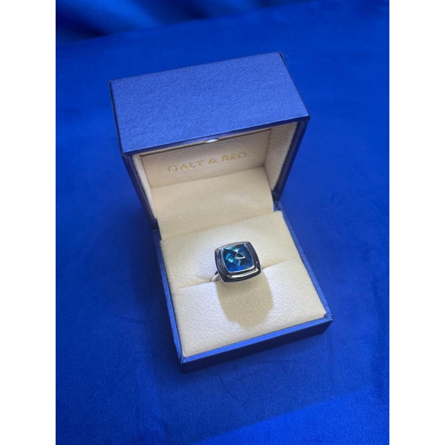 Blue Topaz Sugarloaf Cabochon Mountain Pyramid Cone Cocktail Statement Solitaire, Size 7 For Sale - Image 9 of 10