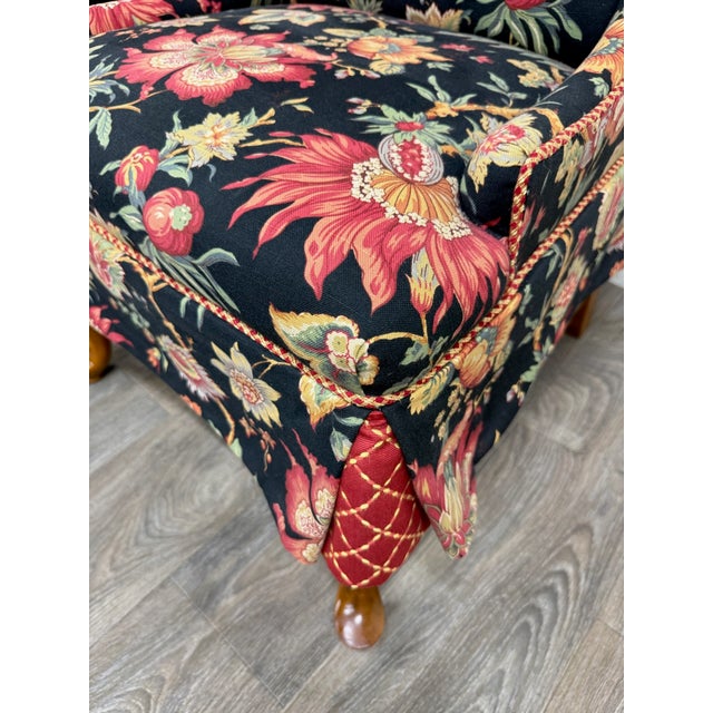 Wood Vintage Queen Anne Style Wingback Lounge Chairs - Pair For Sale - Image 7 of 17
