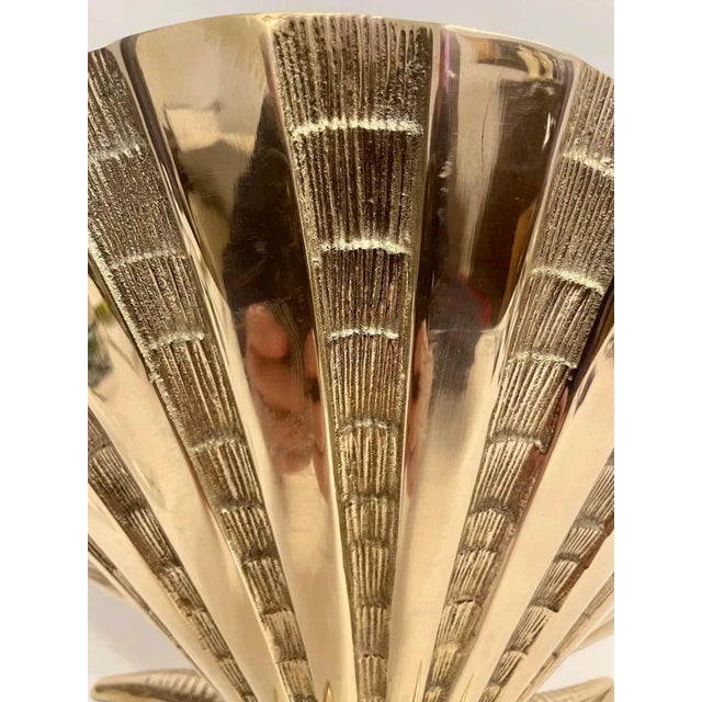 Metal XL Brass Nautical Seashell on Starfish Base Planter Sculpture For Sale - Image 7 of 12