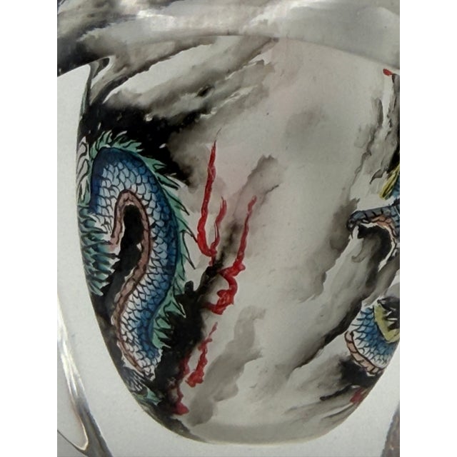 Vintage Inside Painted Dragon Design Snuff Bottle For Sale - Image 10 of 15