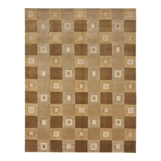 Modern Geometric Checkerboard-Patterned Hand-Knotted Rug. 8'x 10'7" For Sale