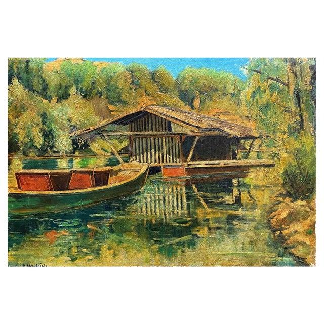 Waly, Cabane sur pilotis, 1937, Oil on Canvas For Sale