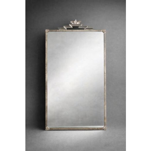Swedish Modern Art Deco Pewter Mirror with Stylized Crest, 1930s For Sale - Image 3 of 9