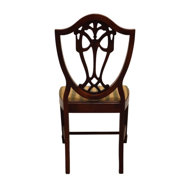 Set of 8 Vintage Antique Solid Mahogany Traditional Duncan Phyfe Style Shield Back Dining Side Chairs For Sale - Image 9 of 13