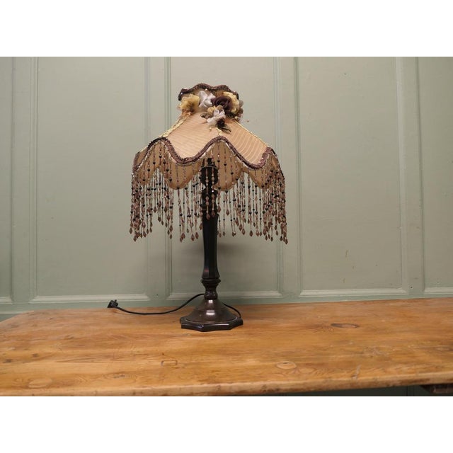 Tall Art Deco Bakelite Table Lamp with Beaded Shade, 1930 For Sale - Image 6 of 8