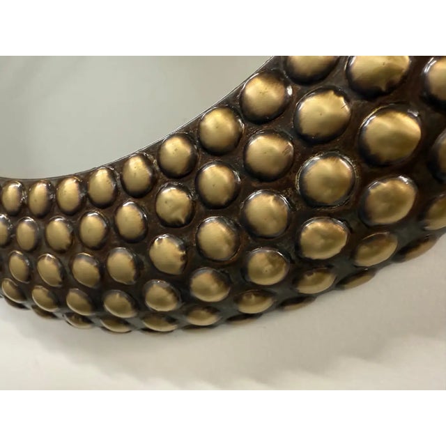 Brutalist Style Round Bronze Studded Mirror, Compatible Pair For Sale In New York - Image 6 of 10