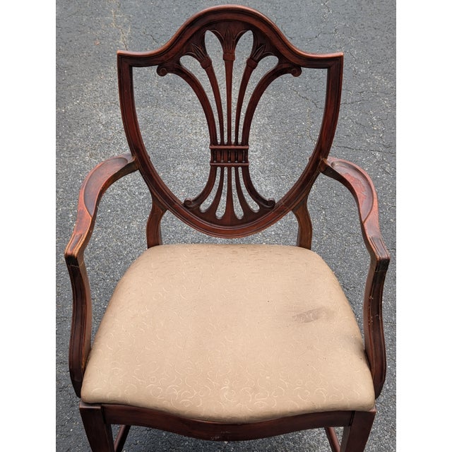 Vintage Drexel Hepplewhite Style Carved Shield Back Dining Chairs - Set of 4 For Sale - Image 12 of 18