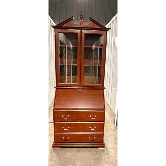 Late 20th Century Chippendale Secretary Desk With Bookcase For Sale - Image 11 of 12