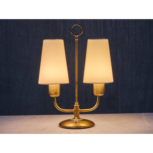 Vintage Brass Table Lamp by Bertil Brisborg for Nordiska Kompaniet, 1940s For Sale - Image 9 of 12