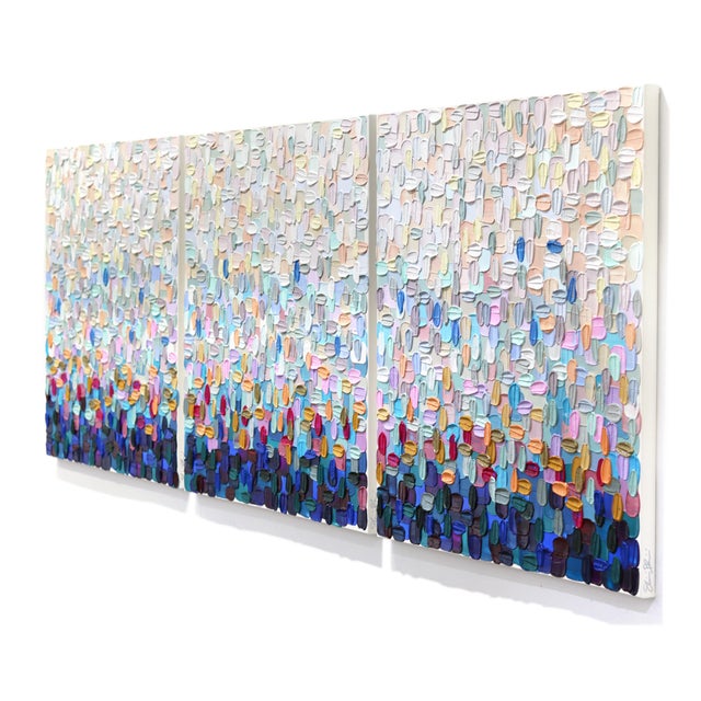 Contemporary Breathtaking - Large Original Abstract Textural Impasto Triptych Painting by Shiri Phillips For Sale - Image 3 of 10