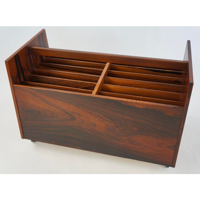 Brown Mid 20th Century Rolf Hesland for Bruksbo Brazilian Rosewood Lp Record Caddy/Magazine Rack For Sale - Image 8 of 10