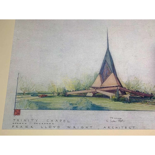 Frank Lloyd Wright Signed #’ed Limited Ed. "Trinity Chapel" W/Frame Included For Sale In Atlanta - Image 6 of 8