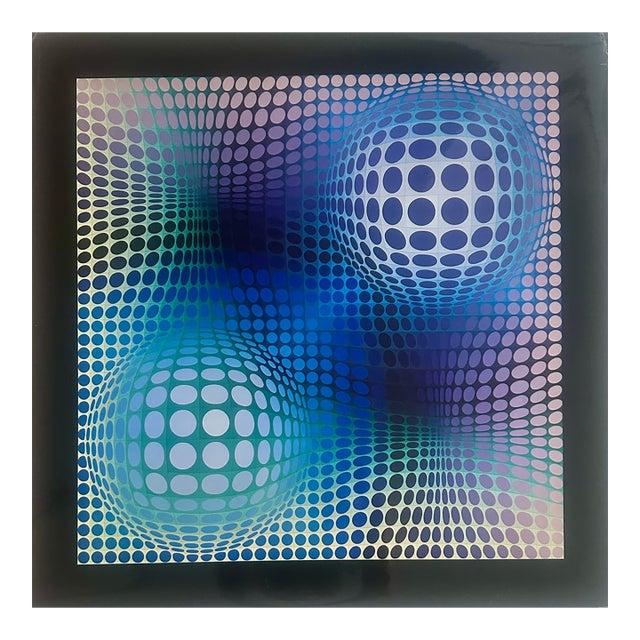 Victor Vasarely Edition Du Griffon Signed Print Mid Century Modern Space Age For Sale