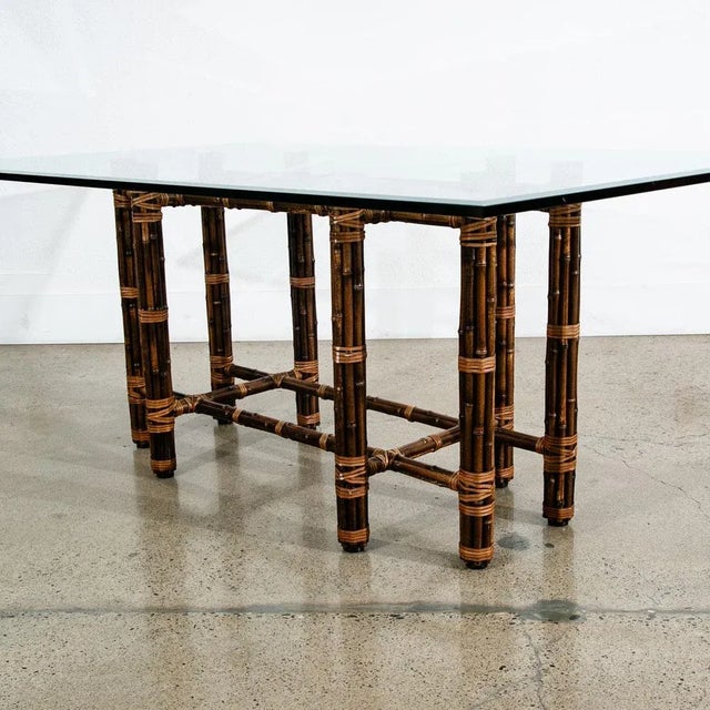 1960s Mid Century Modern Dining Table Glass McGuire Bamboo Organic For Sale - Image 12 of 12