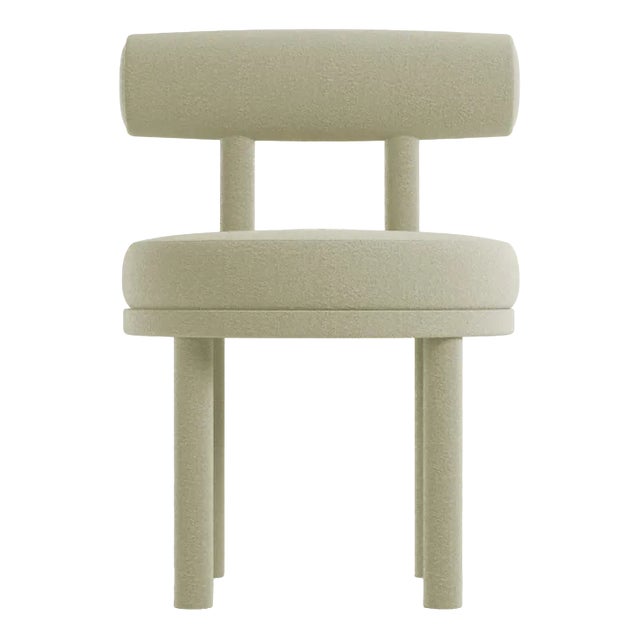 Collector Moca Chair in Boucle Beige Blue by Studio Rig For Sale