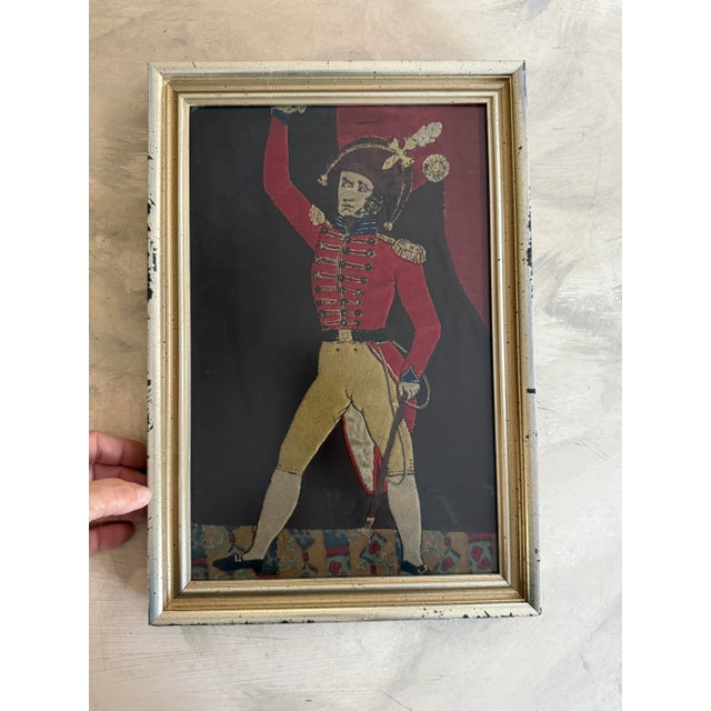Vintage Napoleonic Hussar Soldier Textile Art Framed Wool Applique Military Wall Decor For Sale - Image 12 of 12