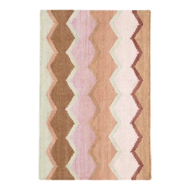 Kit Kemp for Dash & Albert Safety Net Earth Woven Wool Rug, 2' x 3' For Sale