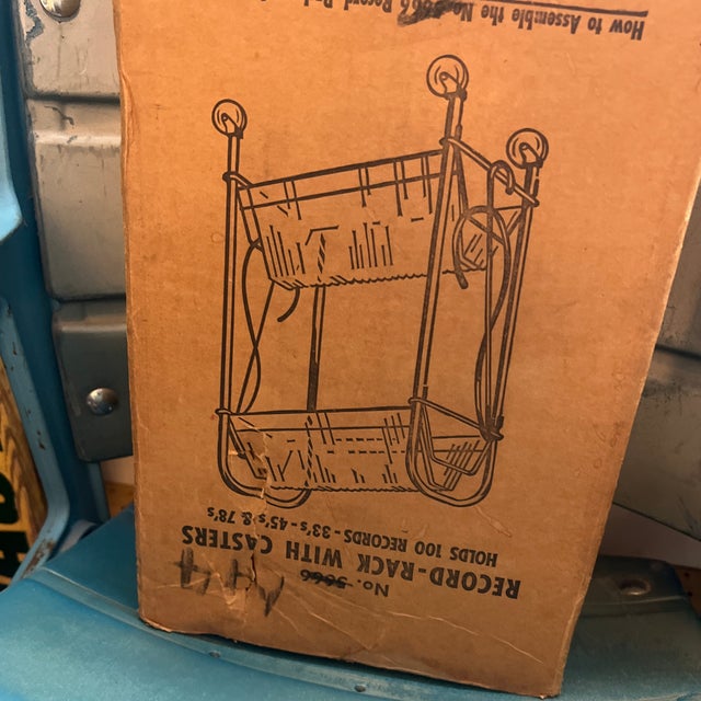 1960s Vintage MCM Gold Metal Two Tier Record Rack Holder For Sale - Image 5 of 6