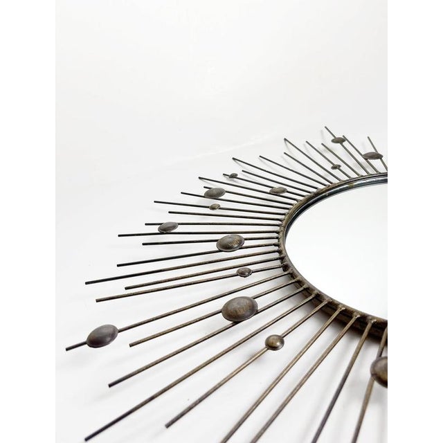 1980s Vintage Round Mirror with Iron Rod, France, 1980s For Sale - Image 5 of 16