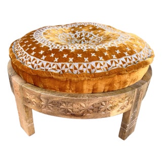 Hand Carved Moroccan Style Ottoman/Floor Seat Cushion For Sale