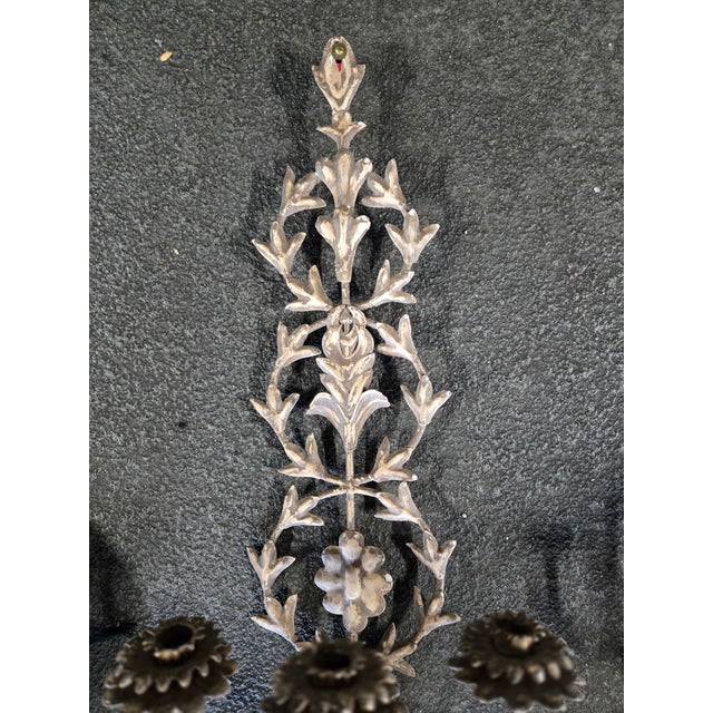 Italian Whimsical Large Italian Tole Sconces Unelectrified For Sale - Image 3 of 8