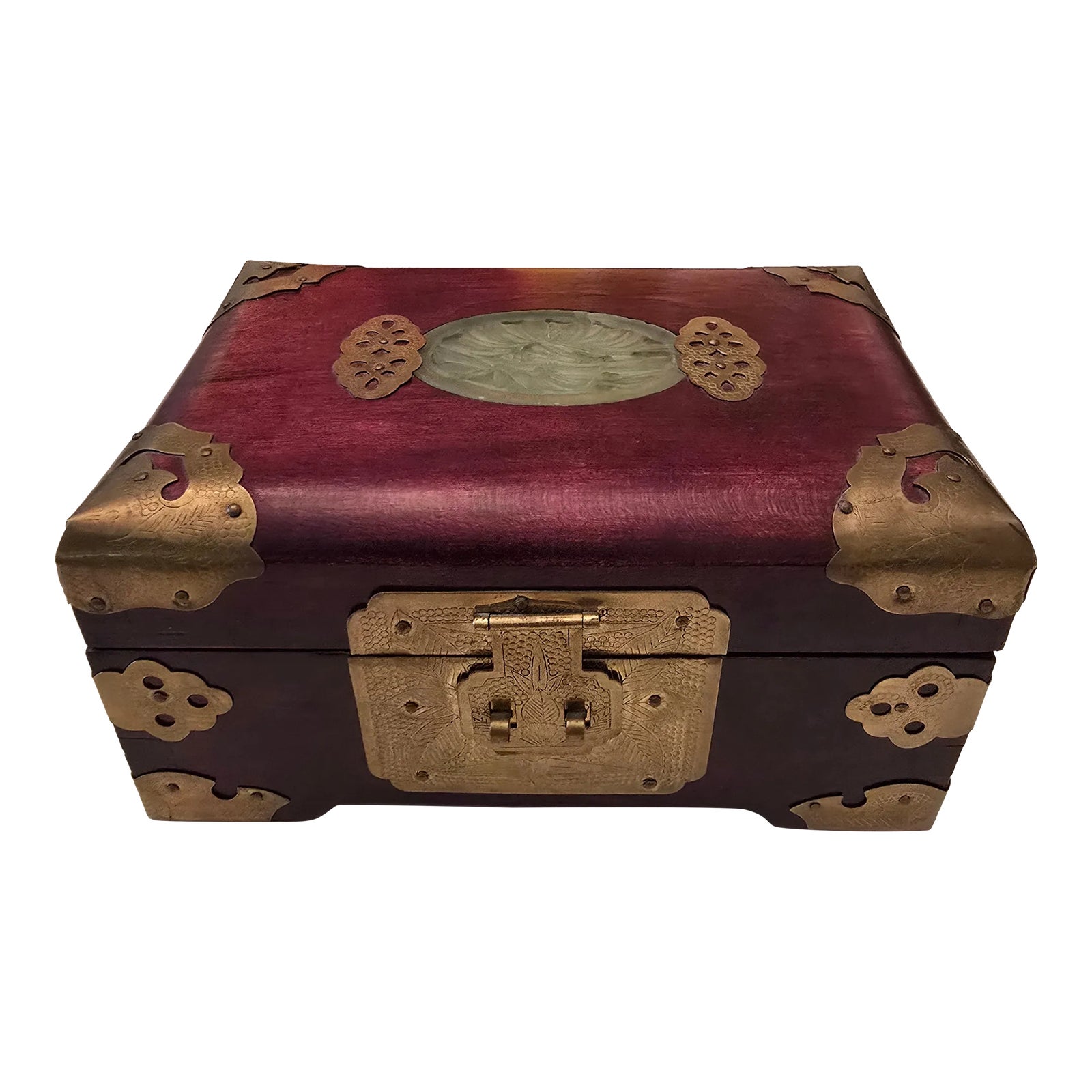 Vintage Hollywood Regency Mid Century Chinese Jade Box | Chairish