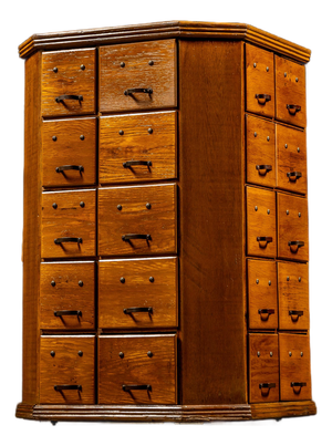 Early 20th Century Rotating Hardware Cabinet With Pull Drawers