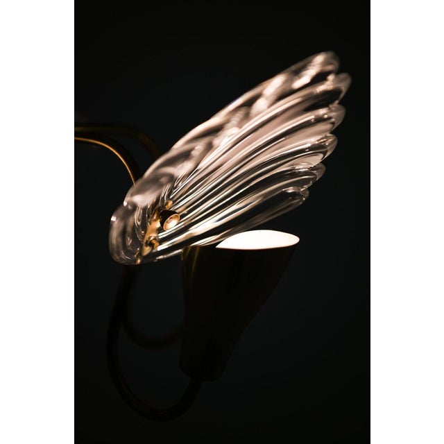 Ceiling Lamp with Five Gracefully Curved Brass Arms attributed to Carl Fagerlund, 1950s For Sale - Image 9 of 12