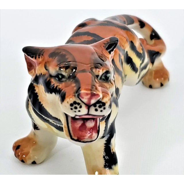 Burnt Orange Figurine Porcelain Tiger For Sale - Image 8 of 13
