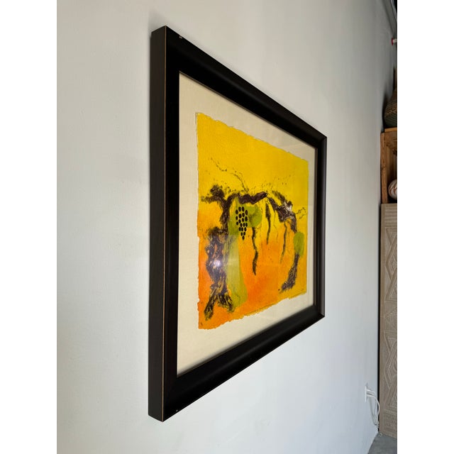 Interesting Vintage abstract expressionist acrylic on art paper painting. Signed lower right and dated possibly 1990's. (...