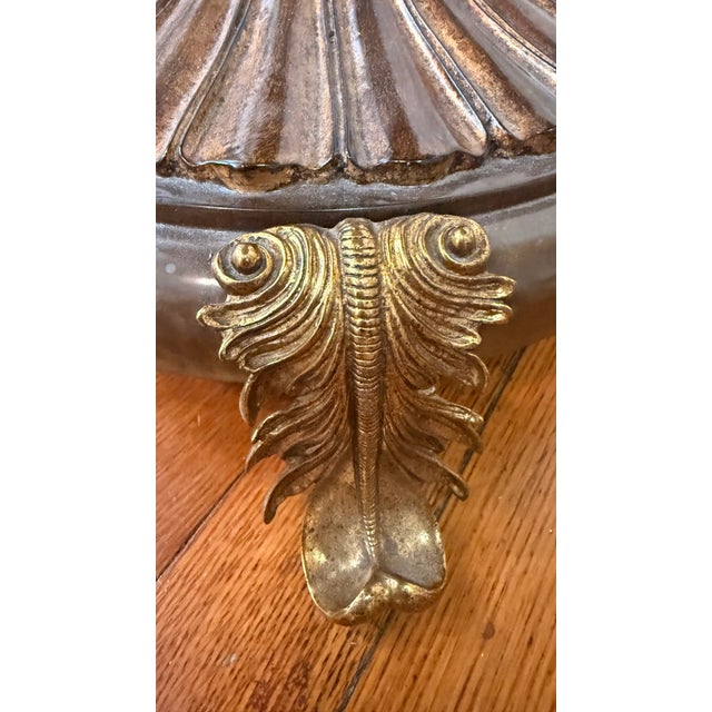 Maitland-Smith Handcrafted Regency Style Pedestal Hall Table With Brass Leaf Feet For Sale - Image 12 of 14