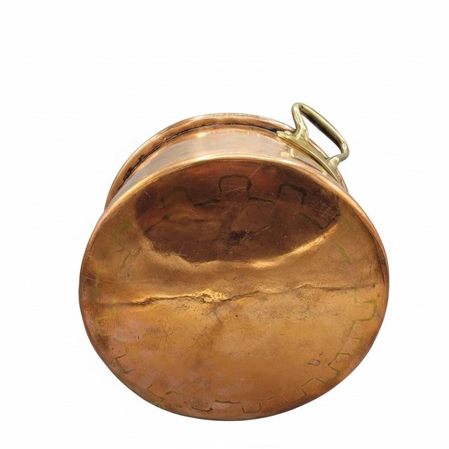Beautiful antique French (or English) hand-crafted copper stock pot, c. 1900, featuring distinct dovetailed seams on both...