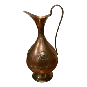 Vintage Late 20th Century Copper and Brass Pitcher Vessel
