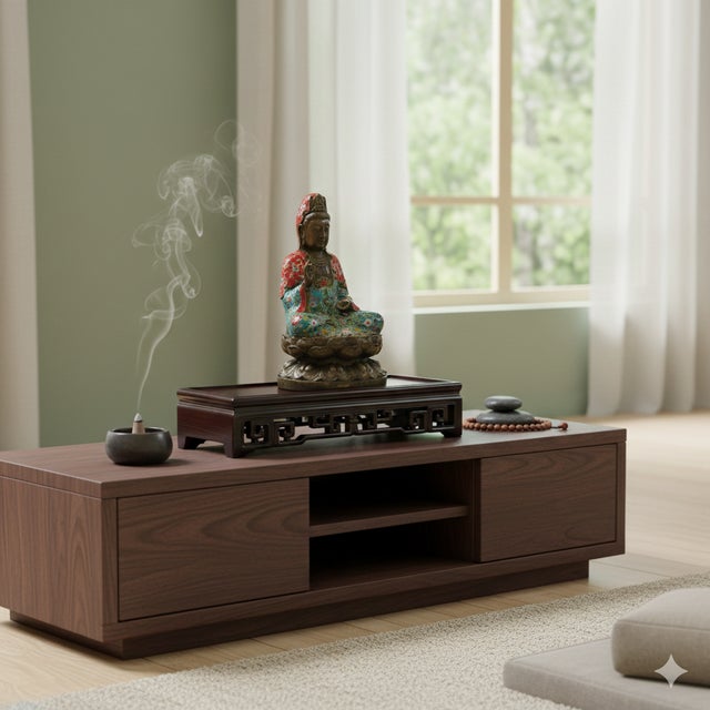 Dark Brown Stained Oriental Geometric Rectangular Display Table Stand For Sale - Image 12 of 12