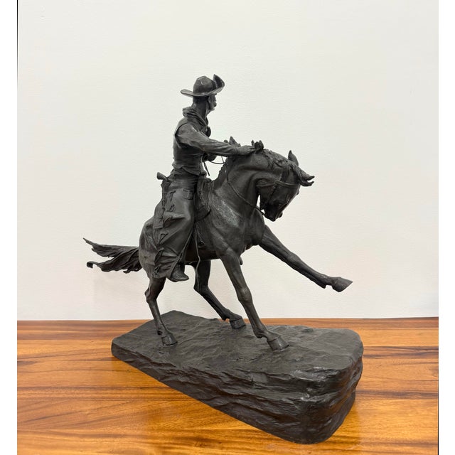 Early 19th Century Vintage Large Scale Patinated Bronze Frederic Remington Sculpture For Sale - Image 5 of 9