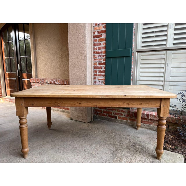 Vintage English Pine Farmhouse Dining Table Refectory Country Kitchen Island For Sale - Image 4 of 18