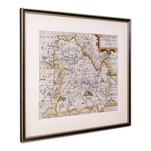 Antique Map, Brecknoc, Breconshire, English, Framed, Dual Sided, Jacobean, 1607