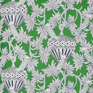 Sample - Schumacher Santarem Wallpaper in Green For Sale